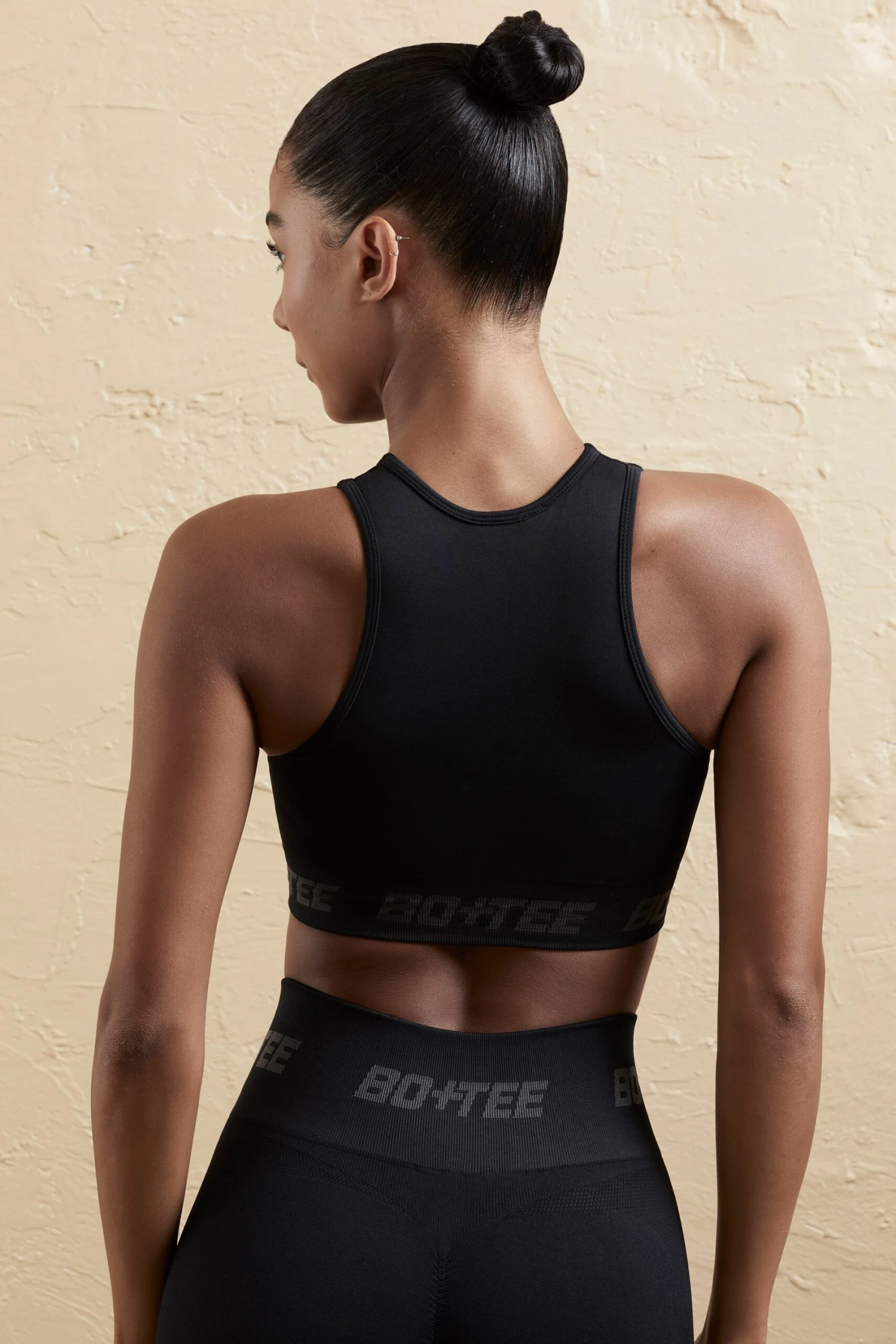Seamless Racerback Crop Top In Black 4 Seamless Racerback Crop Top In Black - Image 2