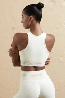 Seamless High Waist Biker Shorts In Cream 11 Seamless High Waist Biker Shorts In Cream -Sculpt Sets Body BT0598 BT0608 13 White Biker Shorts Sports Crop Top
