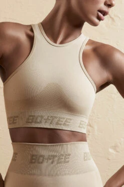 Seamless Racerback Crop Top In Beige 12 Seamless Racerback Crop Top In Beige -Sculpt Sets Body BT0598 BT0608 7 Brown Biker Shorts Sports Crop Top