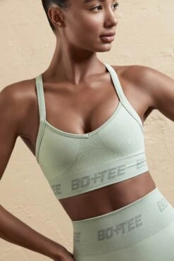 Cross Back Sports Bra In Sage