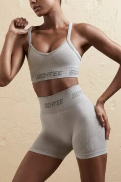 Seamless High Waist Mini Shorts In Silver