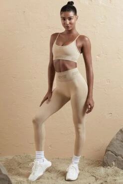 Seamless High Waist Leggings In Beige