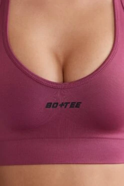 Plunge Neck Sports Bra In Dark Rose 12 Plunge Neck Sports Bra In Dark Rose -Sculpt Sets Body BT0613 7 In Check Rose Cross Back Crop Top