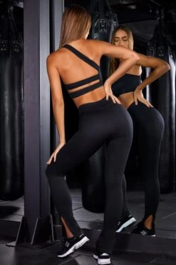 High Waist Split Flare Ribbed Leggings In Black -Sculpt Sets Body BT0627 BT0623 3 Grit All Fired Up Black Flare Sports Leggings One Strap Sports Bra f37bc670 8220 4052 a706 d9c04a6f1f5b