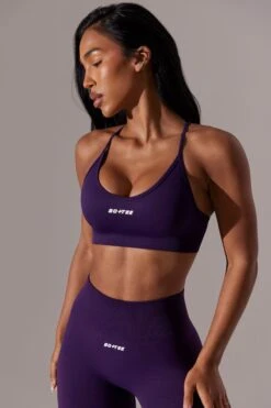 Scoop Neck Multi Strap Sports Bra In Purple
