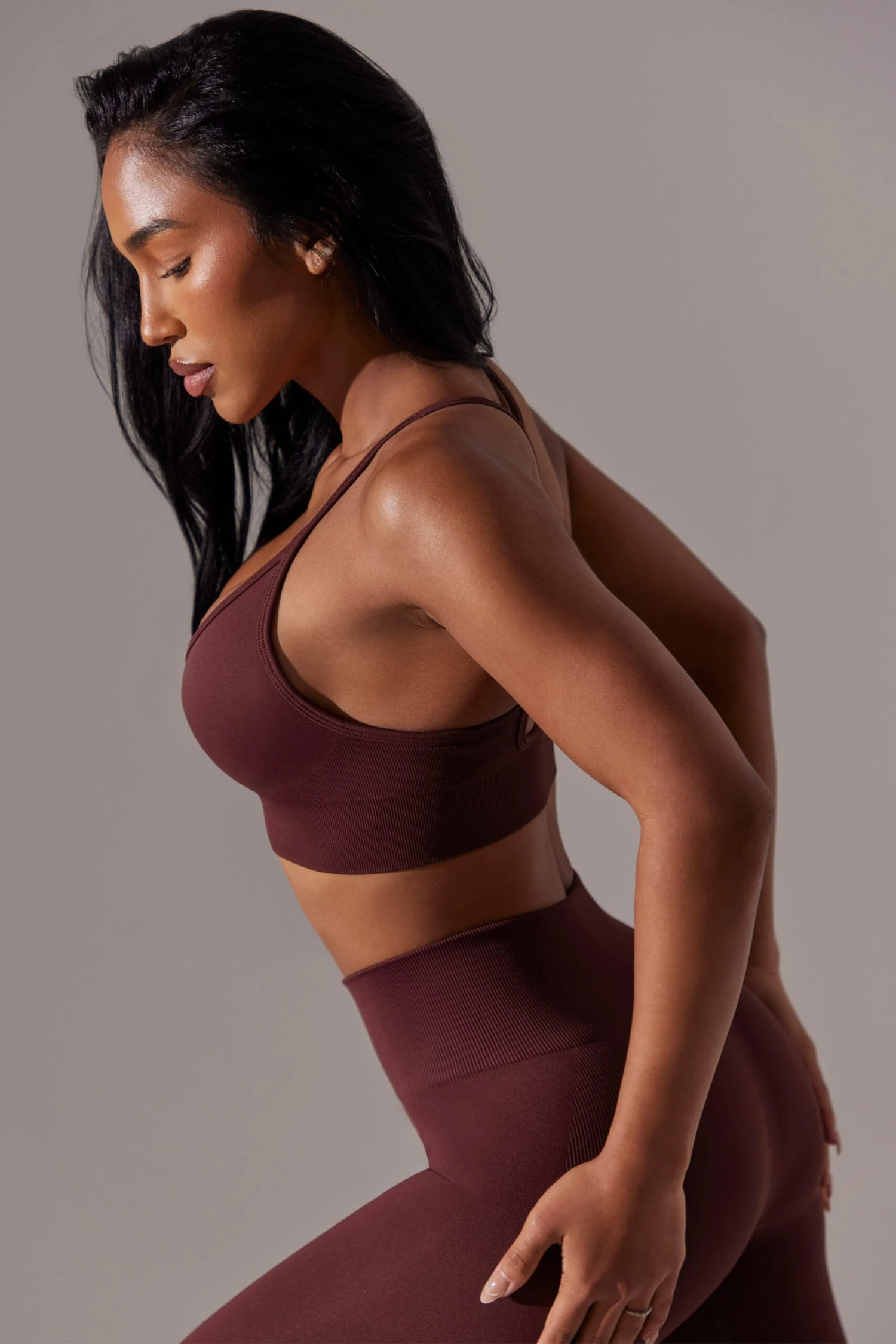 Scoop Neck Multi Strap Sports Bra In Burgundy 5 Scoop Neck Multi Strap Sports Bra In Burgundy - Image 3
