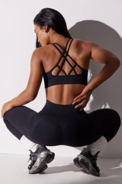 Scoop Neck Multi Strap Sports Bra In Black 18 Scoop Neck Multi Strap Sports Bra In Black -Sculpt Sets Body BT0646 8 Black Scoop Neck Sports Bra