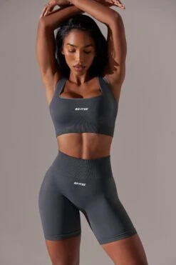 High Waist Super Sculpt Biker Shorts In Grey