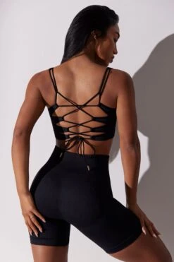 Open Back Square Neck Sports Bra In Black 17 Open Back Square Neck Sports Bra In Black -Sculpt Sets Body BT0649 5 Black Biker Shorts