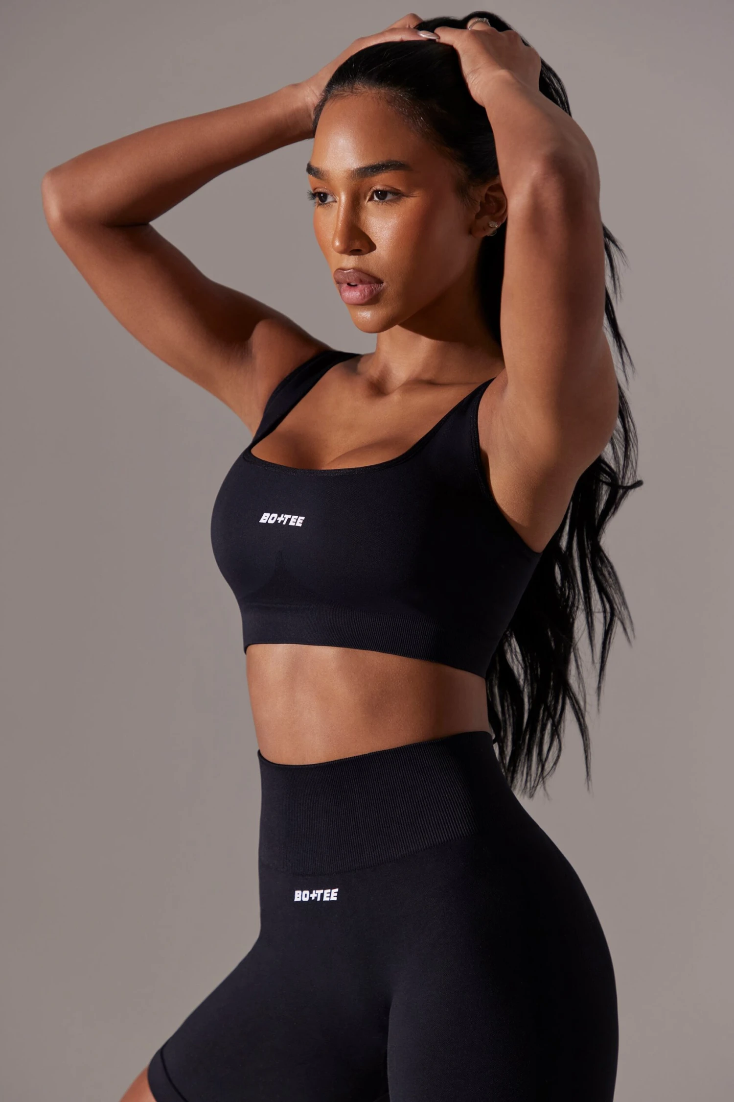 Open Back Square Neck Sports Bra In Black 10 Open Back Square Neck Sports Bra In Black - Image 8