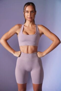 High Waist Define Luxe Biker Shorts In Dusty Lilac 15 High Waist Define Luxe Biker Shorts In Dusty Lilac -Sculpt Sets Body BT0670 2 In Shape Lavender Biker Shorts