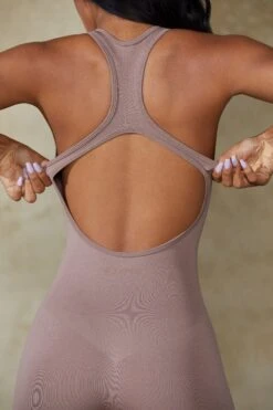 Racer Back Define Luxe Unitard In Mocha -Sculpt Sets Body BT0677 7 Figure Tan Unitard