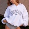 Oversized Half Zip Sweatshirt In White -Sculpt Sets Body BT0783 2 Recharge Whitet Oversized Sweater