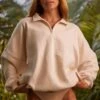 Oversized Half Zip Sweatshirt In Heather Oat 2 Oversized Half Zip Sweatshirt In Heather Oat -Sculpt Sets Body BT0783 7 Recharge Heather Oat Oversized Sweater