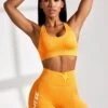 High Waist Seamless Biker Shorts In Orange