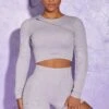 Long Sleeve High Neck Zip Crop Top In Lilac 2 Long Sleeve High Neck Zip Crop Top In Lilac -Sculpt Sets Body Look5 22793