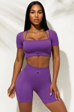 High Waist Biker Shorts In Purple