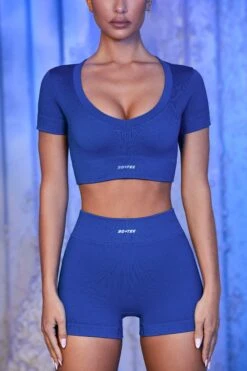 Ribbed Mini Shorts In Blue 12 Ribbed Mini Shorts In Blue -Sculpt Sets Body blue 8 1 2