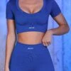 Ribbed Mini Shorts In Blue -Sculpt Sets Body blue 9 1 2