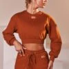 Ribbed Mini Shorts In Light Brown -Sculpt Sets Body bt0039 bt0038 1 loosen up at ease light brown ribbed crop top sweatshirt drawstring shorts sports gym wear athleisure two piece set