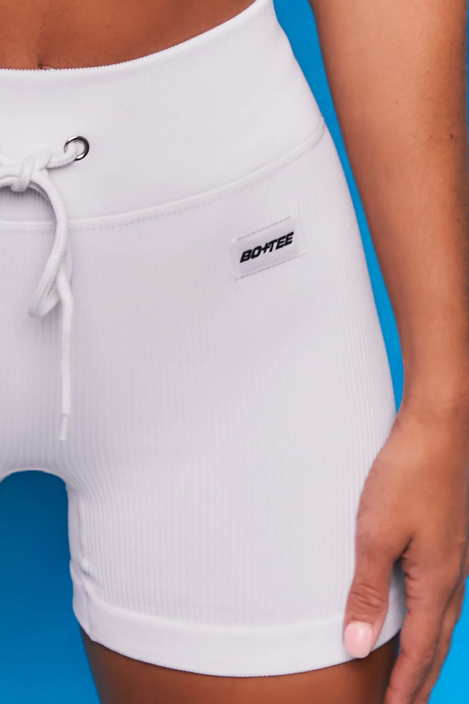 Results Ribbed Tie Front Mini Shorts In White 10 Results Ribbed Tie Front Mini Shorts In White - Image 8