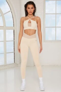 Revive Wrap V Waist Leggings In Beige