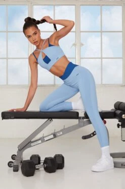 Revive Wrap V Waist Leggings In Blue -Sculpt Sets Body bt0143 bt0147 3 revive refresh blue bo tee leggings bra sports set