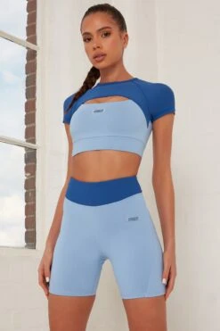 Contrast Waist Cycle Shorts In Blue