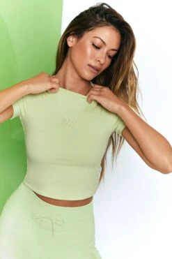 Stay On Top Baby Tee In Lime 10 Stay On Top Baby Tee In Lime -Sculpt Sets Body bt0200 4 stay on top lime bo tee embroided logo short sleeve crop top 1