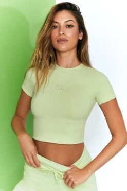 Stay On Top Baby Tee In Lime 8 Stay On Top Baby Tee In Lime -Sculpt Sets Body bt0200 5 stay on top lime bo tee embroided logo short sleeve crop top 1