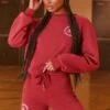 Sweat Shorts In Burgundy -Sculpt Sets Body bt0203 bt0205 2 recharge heavyweight burgundy long sleeve sweater shorts sports two piece set 1