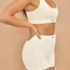 High Waisted Mini Shorts In Cream -Sculpt Sets Body bt0227 3 wind down cream shorts