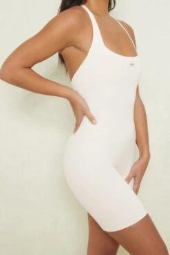 Flow Halter Neck Unitard In Cream
