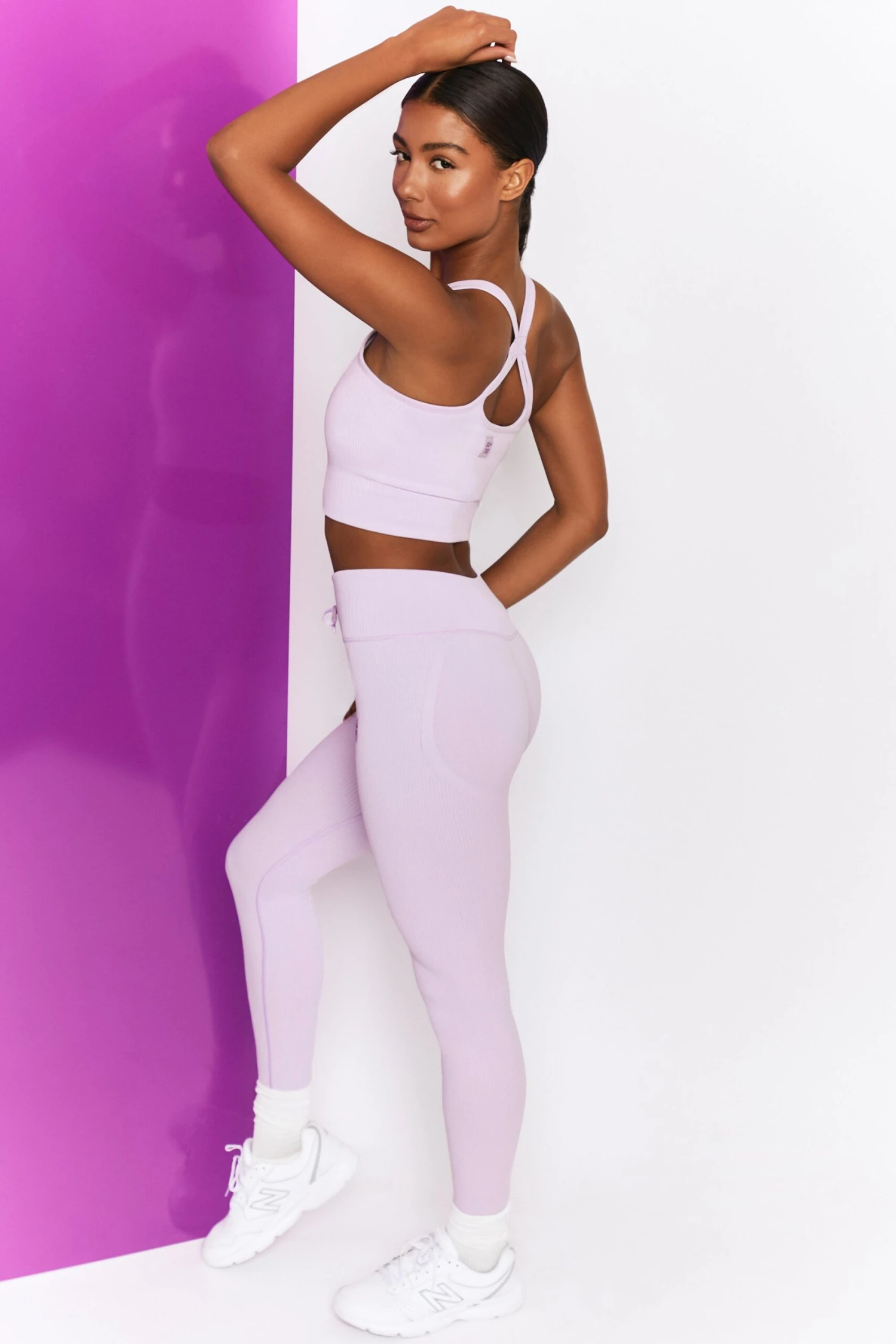 Feel Your Power Ribbed Racer Crop Top In Lilac 4 Feel Your Power Ribbed Racer Crop Top In Lilac - Image 2