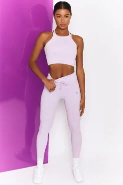 Feel Your Power Ribbed Racer Crop Top In Lilac 13 Feel Your Power Ribbed Racer Crop Top In Lilac -Sculpt Sets Body bt0302 bt0304 7 energise lilac ribbed drawstring leggings feel your power ribbed cross strap crop top 8