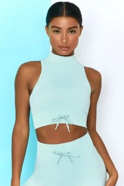 Miles Ahead Ribbed High Neck Crop Top In Light Blue 11 Miles Ahead Ribbed High Neck Crop Top In Light Blue -Sculpt Sets Body bt0305 bt0301 3 miles ahead move it light blue ribbed work out crop top high waist draw string ribbed cycle shorts top