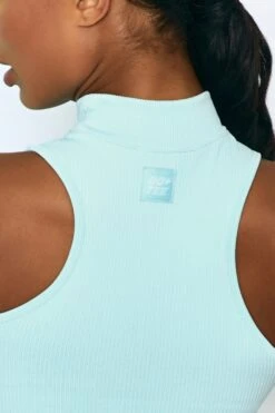 Miles Ahead Ribbed High Neck Crop Top In Light Blue 12 Miles Ahead Ribbed High Neck Crop Top In Light Blue -Sculpt Sets Body bt0305 bt0301 7 miles ahead move it light blue ribbed work out crop top high waist draw string ribbed cycle shorts