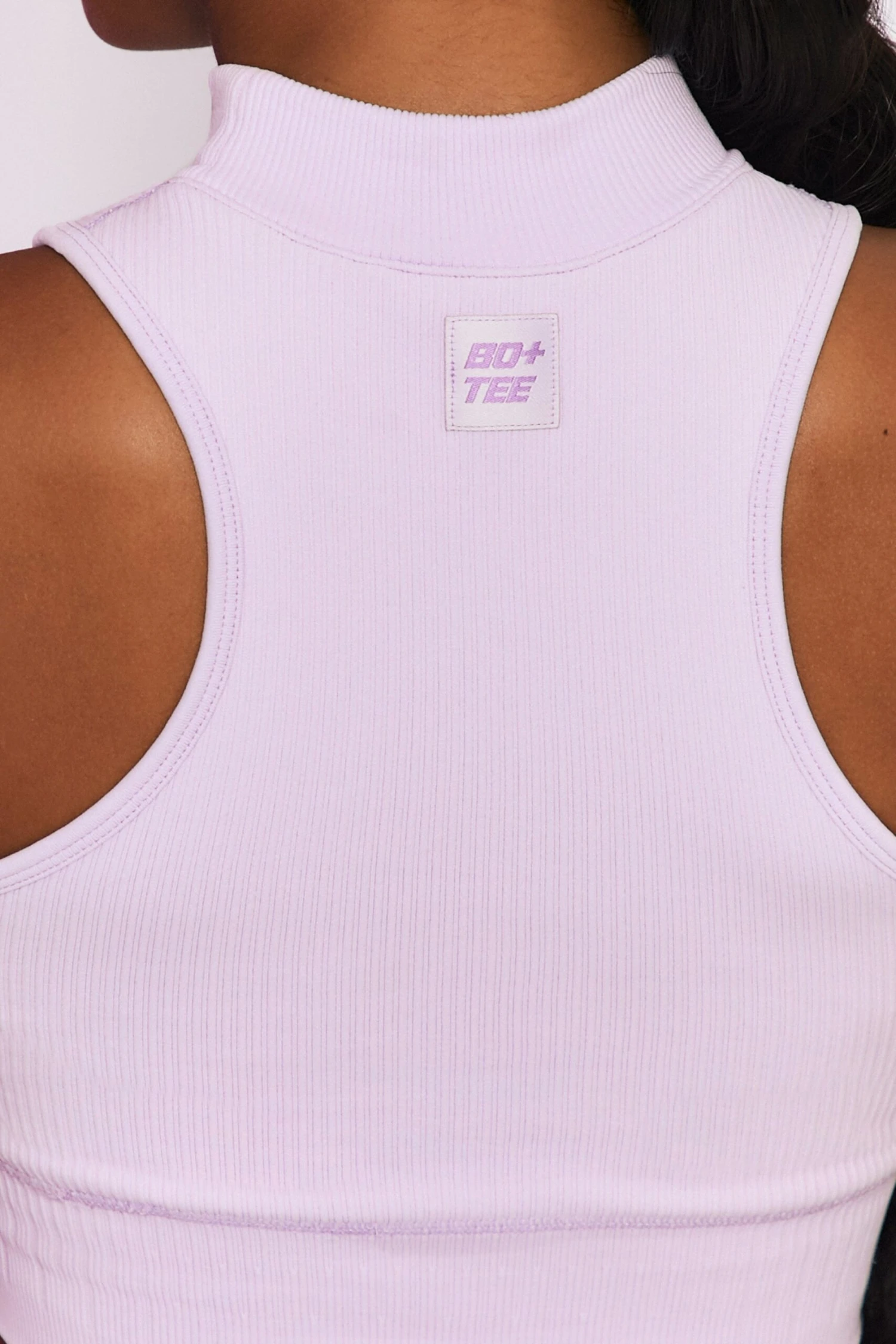 Miles Ahead Ribbed High Neck Crop Top In Lilac 6 Miles Ahead Ribbed High Neck Crop Top In Lilac - Image 4