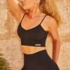 Vigour Scoop Neck Sports Bra In Black 2 Vigour Scoop Neck Sports Bra In Black -Sculpt Sets Body bt0322 bt0340 9 black ribbed detail cycle shorts crop top