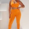 Surge Curved Waist Seamless Leggings In Orange -Sculpt Sets Body bt0364 bt0365 12 surge orange leggings beam light crop top 1