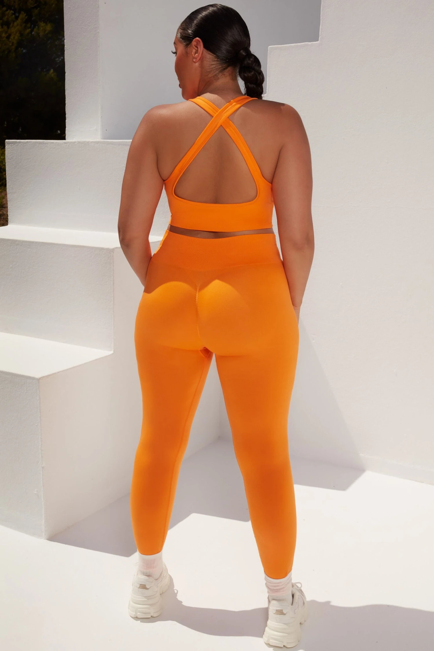 Surge Curved Waist Seamless Leggings In Orange 4 Surge Curved Waist Seamless Leggings In Orange - Image 2