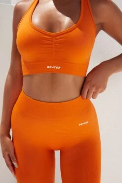Cross Back Strap Sports Bra In Deep Orange -Sculpt Sets Body bt0364 bt0365 1 surge deep orange leggings beam light crop top 5