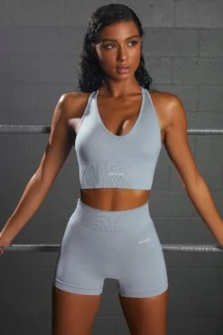 Overhaul Racer Knot Back Seamless Crop Top In Blue 20 Overhaul Racer Knot Back Seamless Crop Top In Blue -Sculpt Sets Body bt0366 bt0372 2 flash overhaul light blue 1