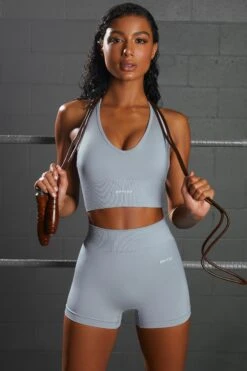 Overhaul Racer Knot Back Seamless Crop Top In Blue 21 Overhaul Racer Knot Back Seamless Crop Top In Blue -Sculpt Sets Body bt0366 bt0372 3 flash overhaul light blue 1