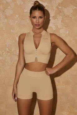 Sleeveless Crop Top In Beige 11 Sleeveless Crop Top In Beige -Sculpt Sets Body bt0382 bt0425 1 high energy definition beige 1