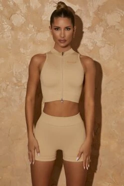 Sleeveless Crop Top In Beige 8 Sleeveless Crop Top In Beige -Sculpt Sets Body bt0382 bt0425 1 high energy definition beige 3