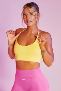 Seamless High Strap Crop Top In Yellow