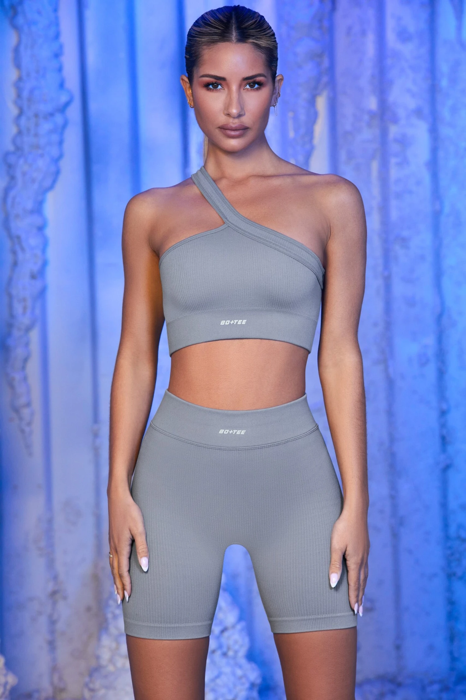 Ribbed Biker Shorts In Grey 7 Ribbed Biker Shorts In Grey - Image 5