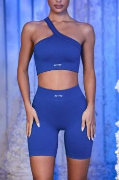 Ribbed Biker Shorts In Blue