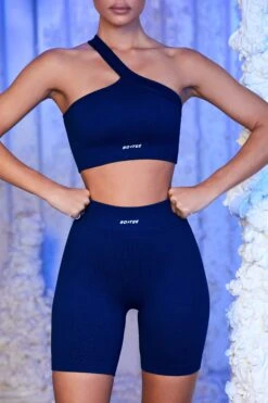 Ribbed Biker Shorts In Navy